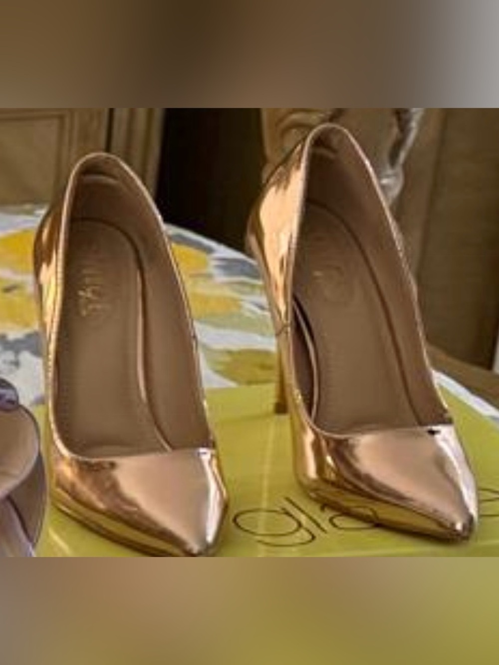 Glaze Metallic Rose Pointed Toe High Heels